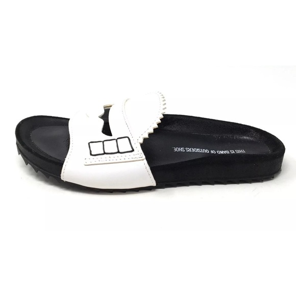 🔥 BAND OF OUTSIDERS East Dane Women's Size 38 White Leather Shower Slides Shoes - Picture 1 of 10